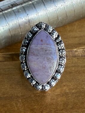Vintage Lavender Phosphosiderite Gemstone Ring Size 4.5 Adjustable Silver 925